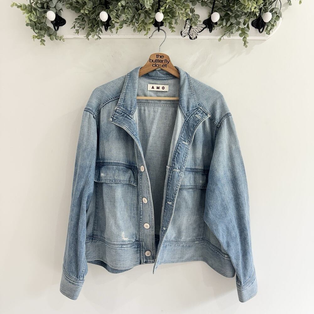 AMO The Army Patch Denim Jean Jacket Large KD